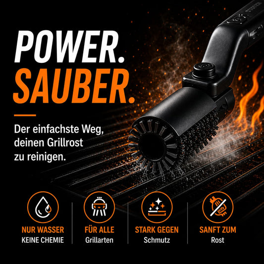 <strong>Mit rotierender Bürste, löst Fett von selbst. </strong>
