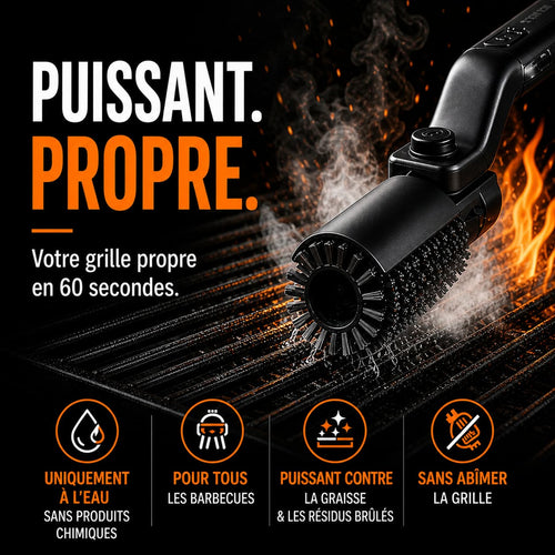 Brosse rotative. Graisse éliminée en secondes.