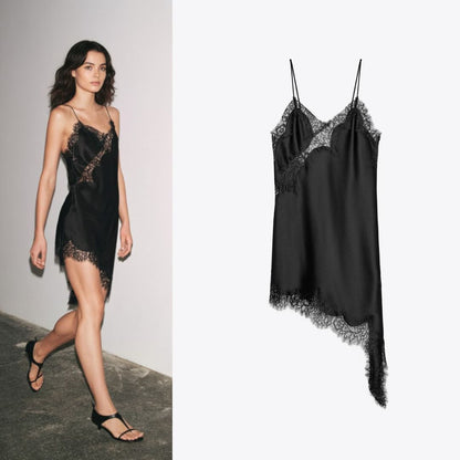 ZARA SPITZENKLEID ASYMMETRISCH